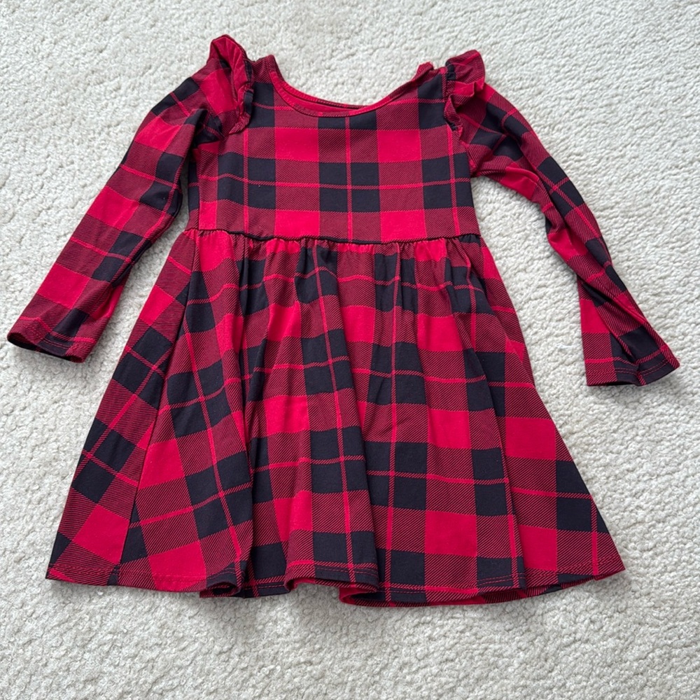 Children's Place Toddler Girls Red Plaid Long sleeve Dress - Size 3T